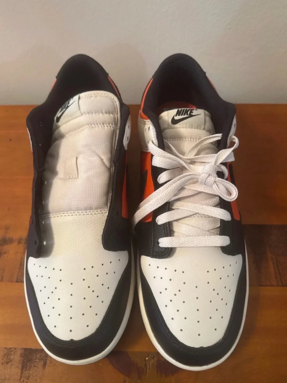 Nike Men’s Low-Top Sneakers — White, Black & Orange Accent